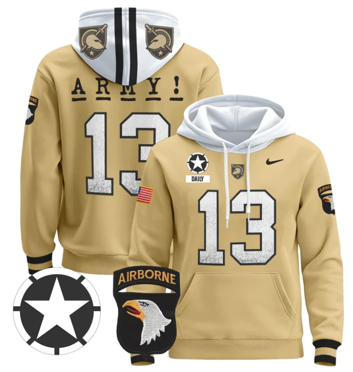 Men's Bryson Daily Hoodie #13 Army Black Knights Pullover V2 by Hoodie Pullover