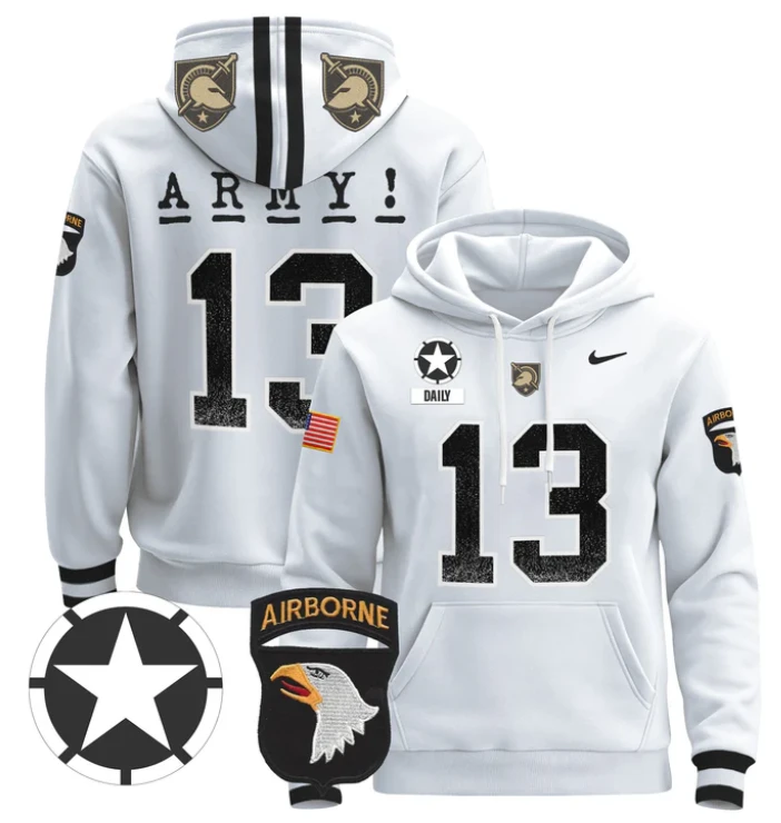 Men's Bryson Daily Hoodie #13 Army Black Knights Pullover V2 by Hoodie Pullover