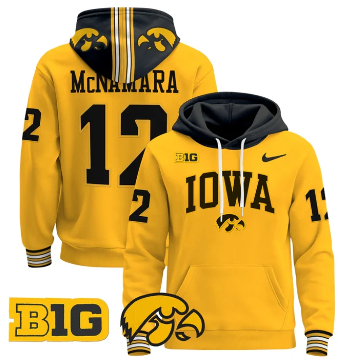 Cade McNamara Hoodie #12 Iowa Hawkeyes 2024 Pullover by Hoodie Pullover