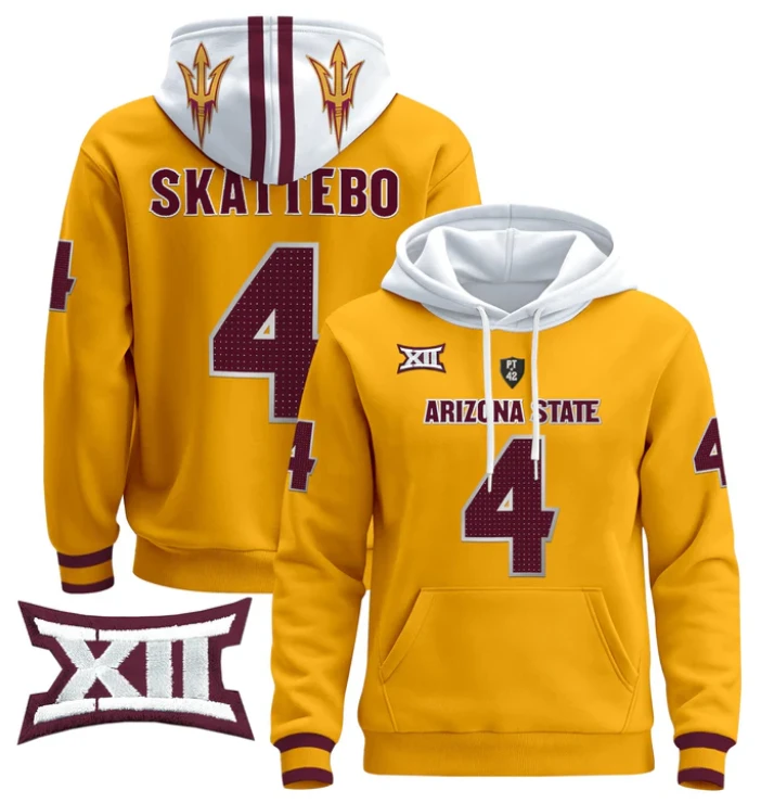 Cam Skattebo Hoodie #4 Arizona State Pullover Stitched V4 by Hoodie Pullover
