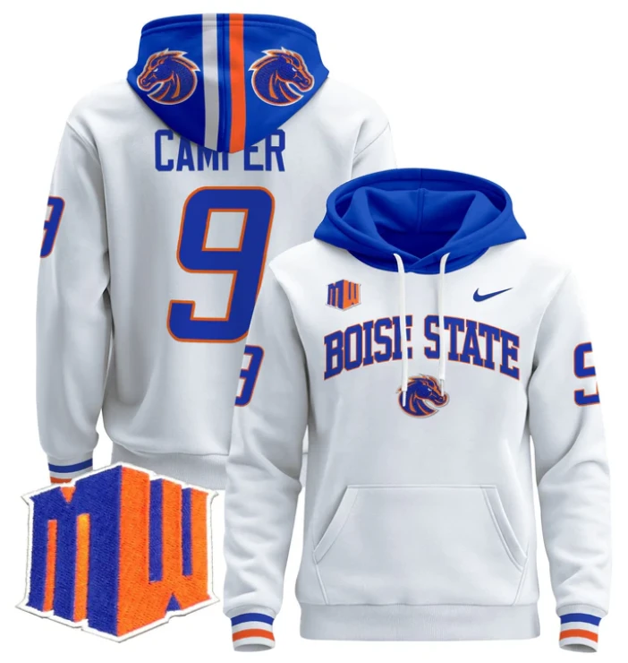 Cameron Camper Hoodie #9 Boise State Broncos Pullover V3 by Hoodie Pullover