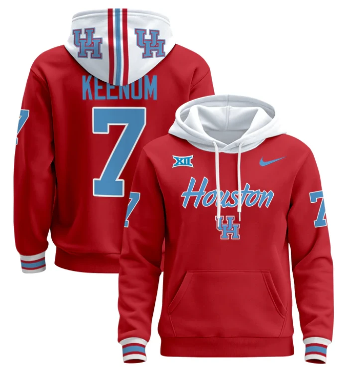 Case Keenum Hoodie #7 Houston Cougars 2024 Pullover Stitched by Hoodie Pullover