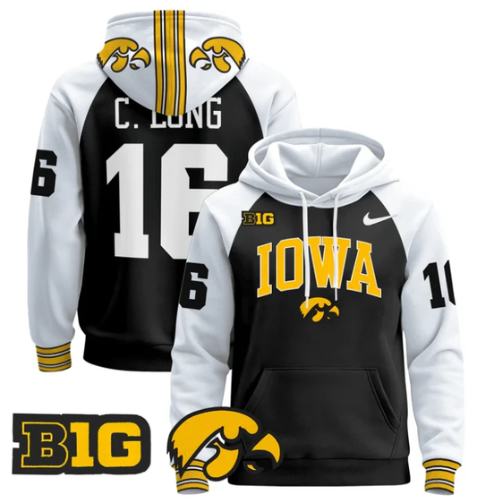 Chuck Long Hoodie #16 Iowa Hawkeyes 2024 Pullover V2 by Hoodie Pullover