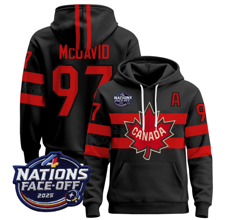 Men's Connor McDavid Hoodie #97 Canada 4 Nations Face-Off 2025 Pullover Stitched by Hoodie Pullover