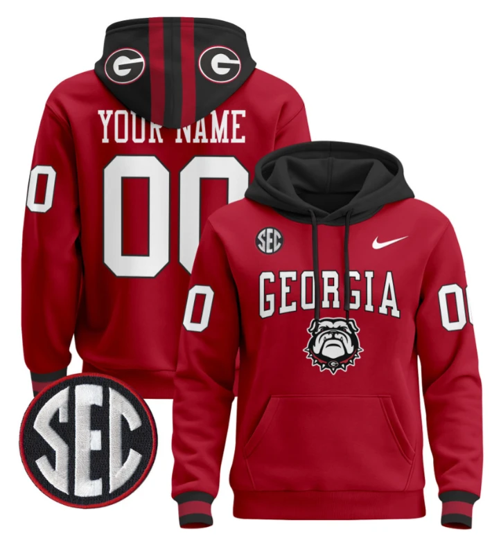 Men's Custom Georgia Bulldogs Pullover Hoodie 2024 V2 by Hoodie Pullover