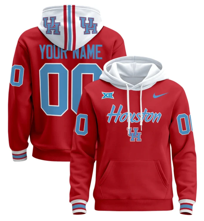 Custom Houston Cougars Hoodie Name, Number 2024 Pullover by Hoodie Pullover