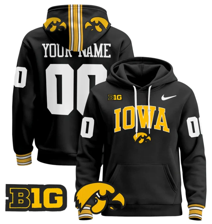 Custom Iowa Hawkeyes Hoodie 2024 Pullover V2 Stitched by Hoodie Pullover