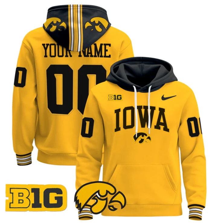 Custom Iowa Hawkeyes Hoodie 2024 Pullover V2 Stitched by Hoodie Pullover