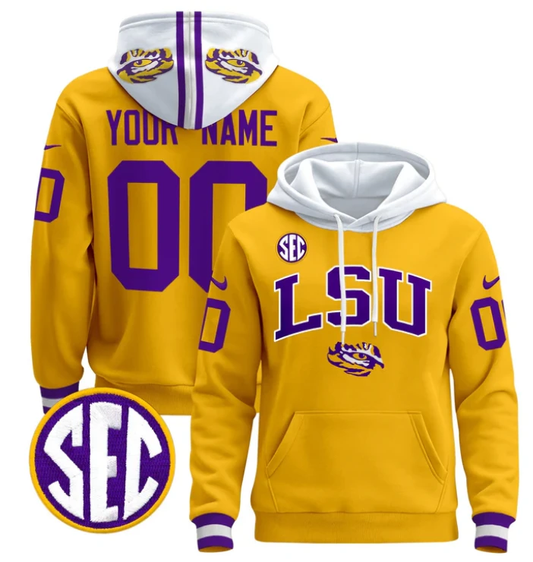 Custom LSU Tigers Hoodie Name, Number 2024 Pullover Stitched by Hoodie Pullover