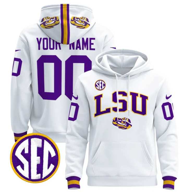 Custom LSU Tigers Hoodie Name, Number 2024 Pullover Stitched by Hoodie Pullover