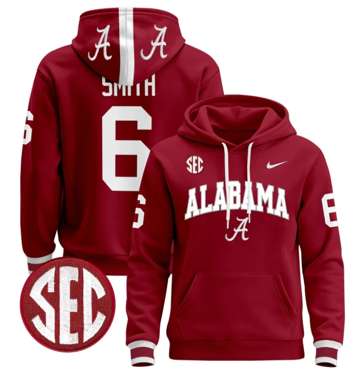 Men's DeVonta Smith Hoodie #6 Alabama Crimson Tide 2024 Pullover by Hoodie Pullover