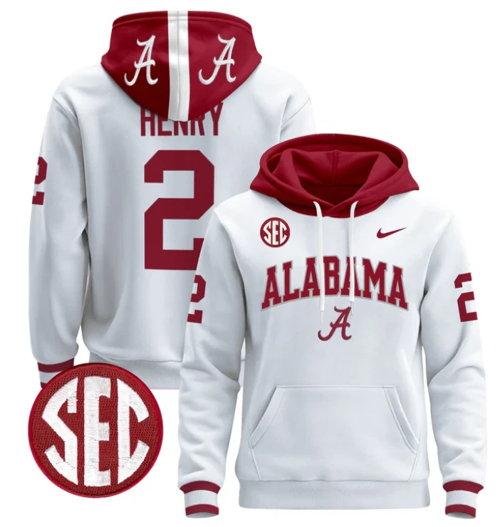 Men's Derrick Henry Hoodie #2 Alabama Crimson Tide 2024 Pullover by Hoodie Pullover