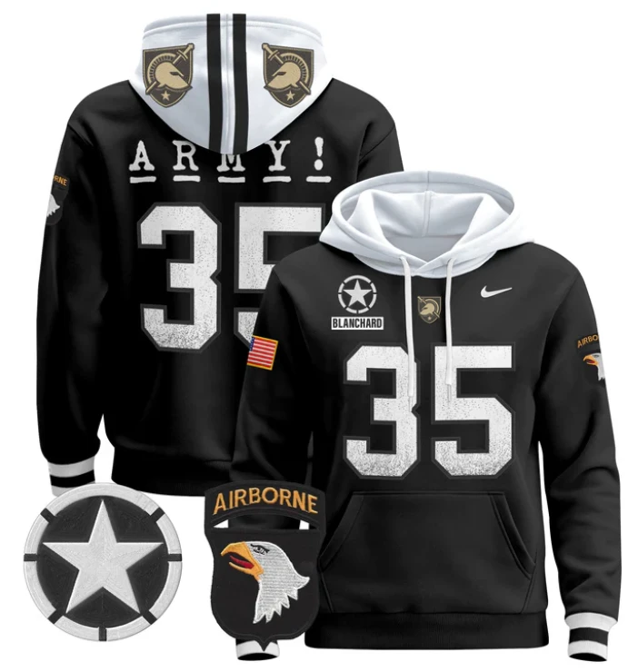 Men's Doc Blanchard Hoodie #35 Army Black Knights Pullover V2 by Hoodie Pullover