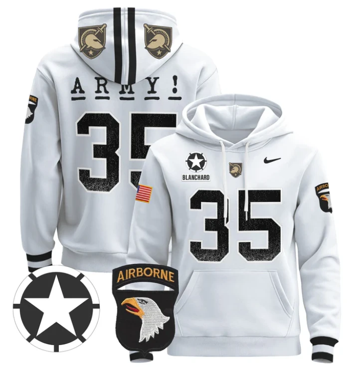 Men's Doc Blanchard Hoodie #35 Army Black Knights Pullover V2 by Hoodie Pullover