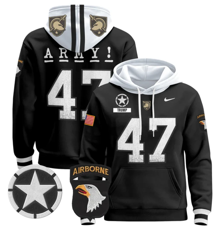 Men's Donald Trump Hoodie #47 Army Black Knights Pullover V2 by Hoodie Pullover