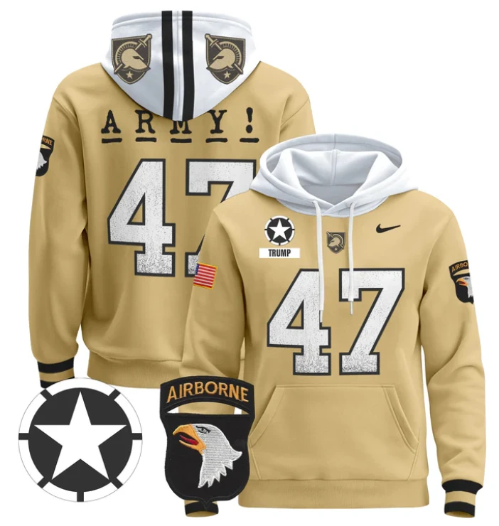 Men's Donald Trump Hoodie #47 Army Black Knights Pullover V2 by Hoodie Pullover