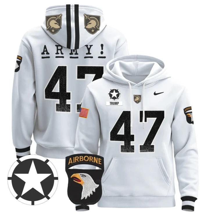 Men's Donald Trump Hoodie #47 Army Black Knights Pullover V2 by Hoodie Pullover