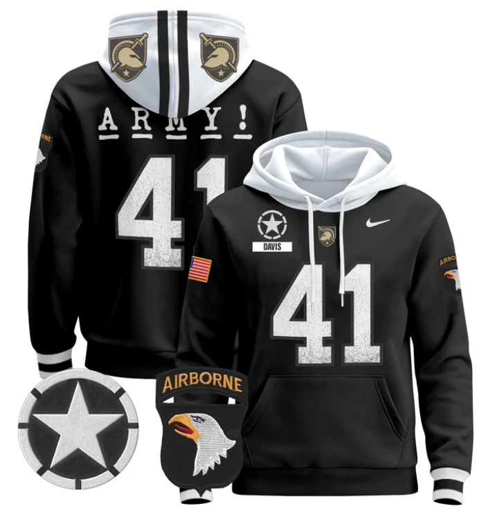 Men's Glenn Davis Hoodie #41 Army Black Knights Pullover V2 by Hoodie Pullover