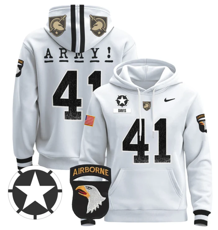 Men's Glenn Davis Hoodie #41 Army Black Knights Pullover V2 by Hoodie Pullover