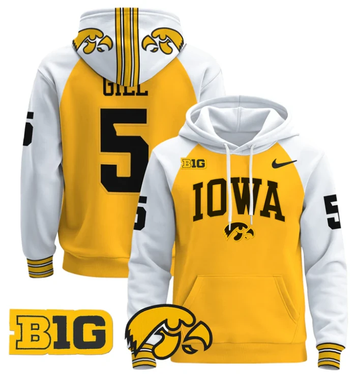 Jacob Gill Hoodie #5 Iowa Hawkeyes 2024 Pullover V2 by Hoodie Pullover