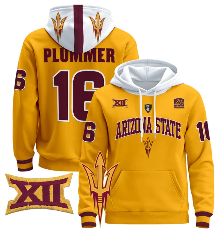 Jake Plummer Hoodie #16 Arizona State Sun Devils Pullover by Hoodie Pullover