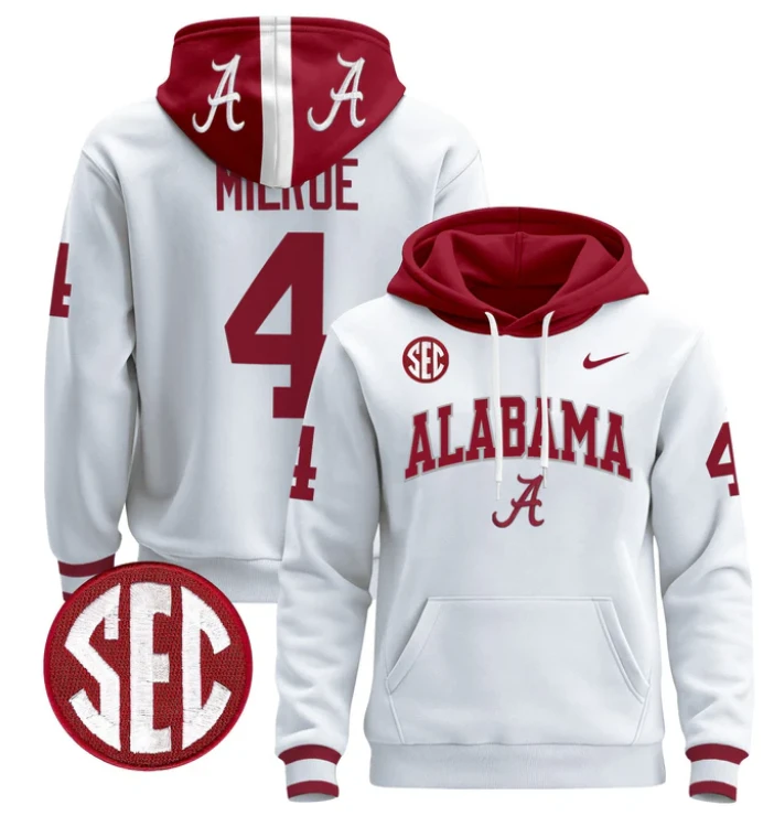 Men's Jalen Milroe Hoodie #4 Alabama Crimson Tide 2024 Pullover by Hoodie Pullover