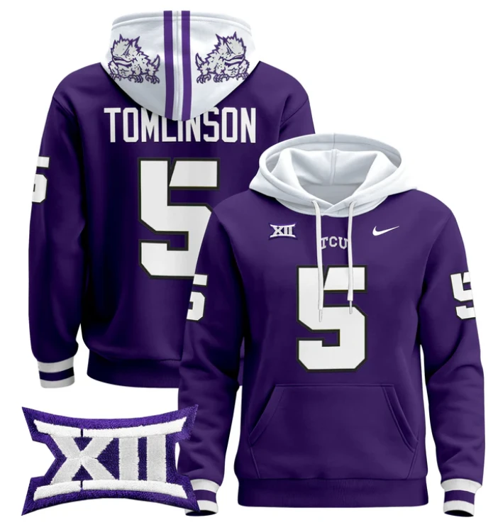 LaDainian Tomlinson Hoodie #8 TCU Horned Frogs Pullover by Hoodie Pullover