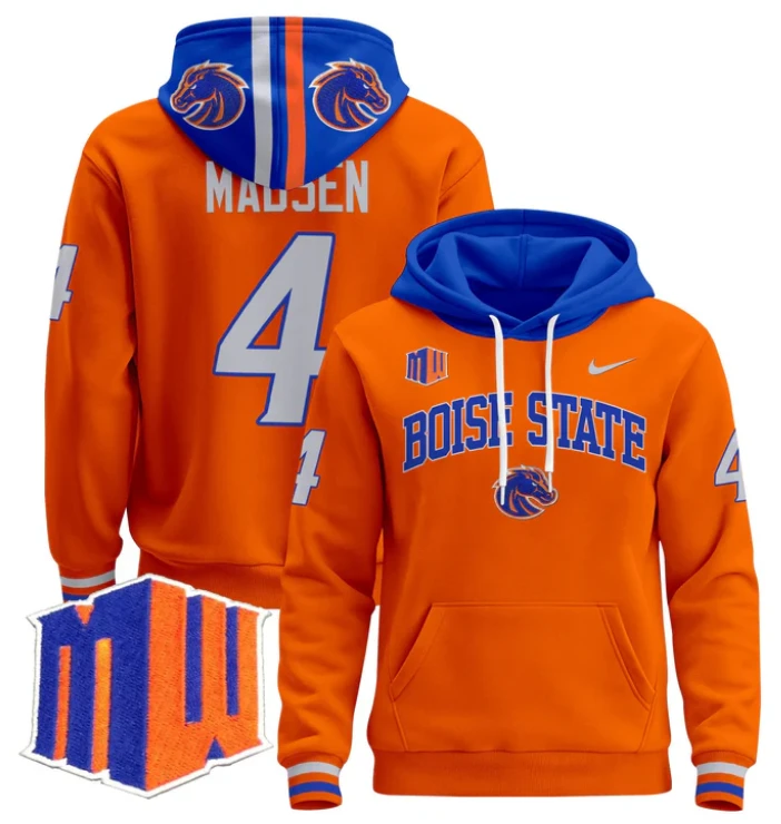Maddux Madsen Hoodie #4 Boise State Broncos Pullover by Hoodie Pullover