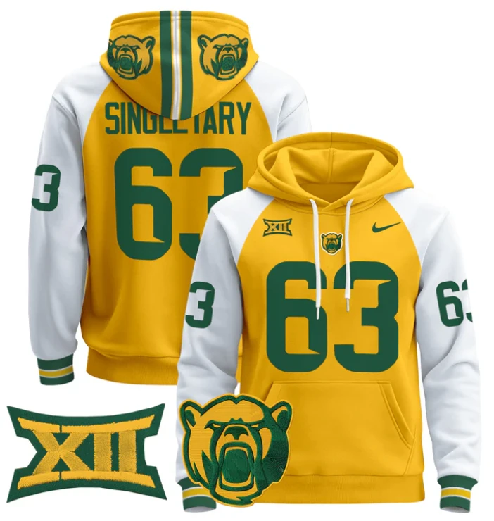 Mike Singletary Hoodie #63 Baylor Bears 2024 Pullover by Hoodie Pullover