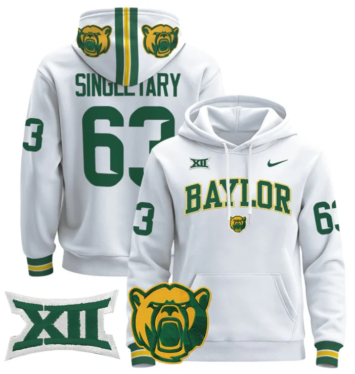 Mike Singletary Hoodie #63 Baylor Bears 2024 Pullover V2 by Hoodie Pullover