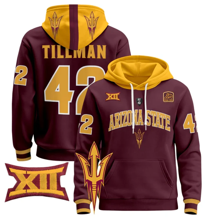 Pat Tillman Hoodie #42 Arizona State Pullover Stitched by Hoodie Pullover