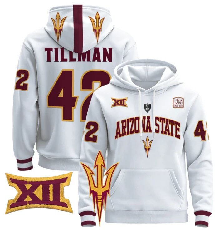 Pat Tillman Hoodie #42 Arizona State Pullover Stitched by Hoodie Pullover