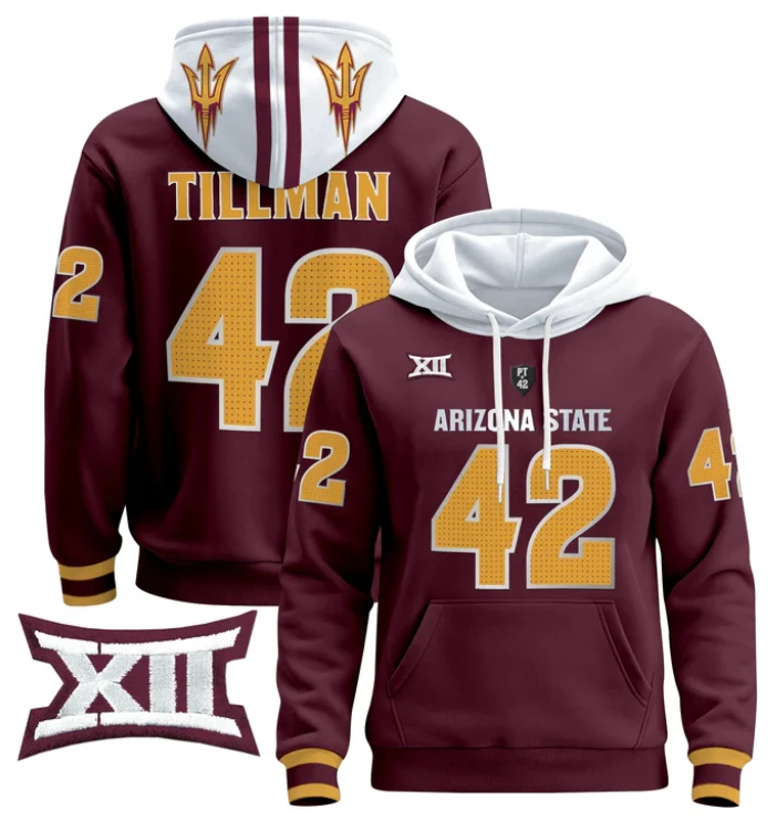 Pat Tillman Hoodie #42 Arizona State Pullover by Hoodie Pullover