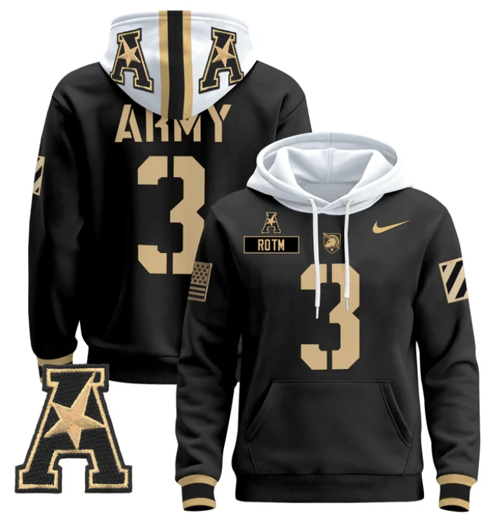 Men's Rotm Hoodie #3 Army Black Knights Pullover 2024 Stitched by Hoodie Pullover
