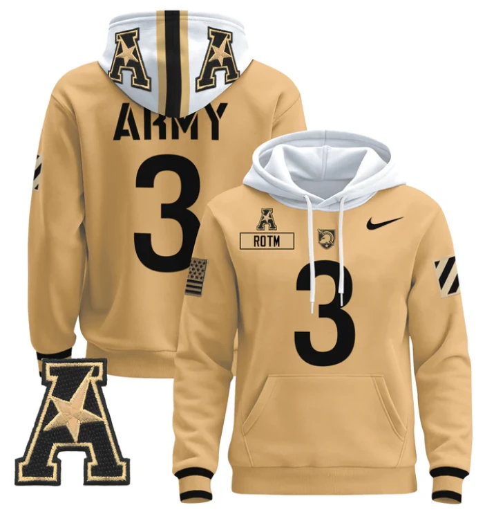 Men's Rotm Hoodie #3 Army Black Knights Pullover 2024 Stitched by Hoodie Pullover