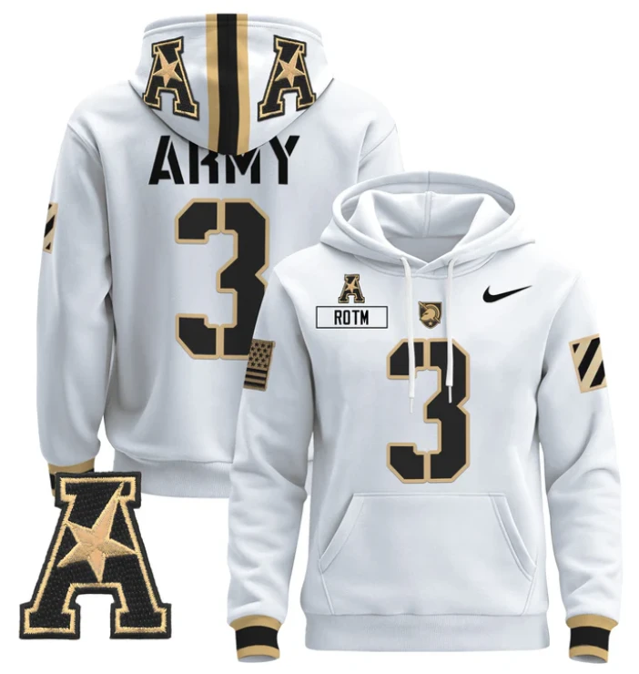 Men's Rotm Hoodie #3 Army Black Knights Pullover 2024 Stitched by Hoodie Pullover