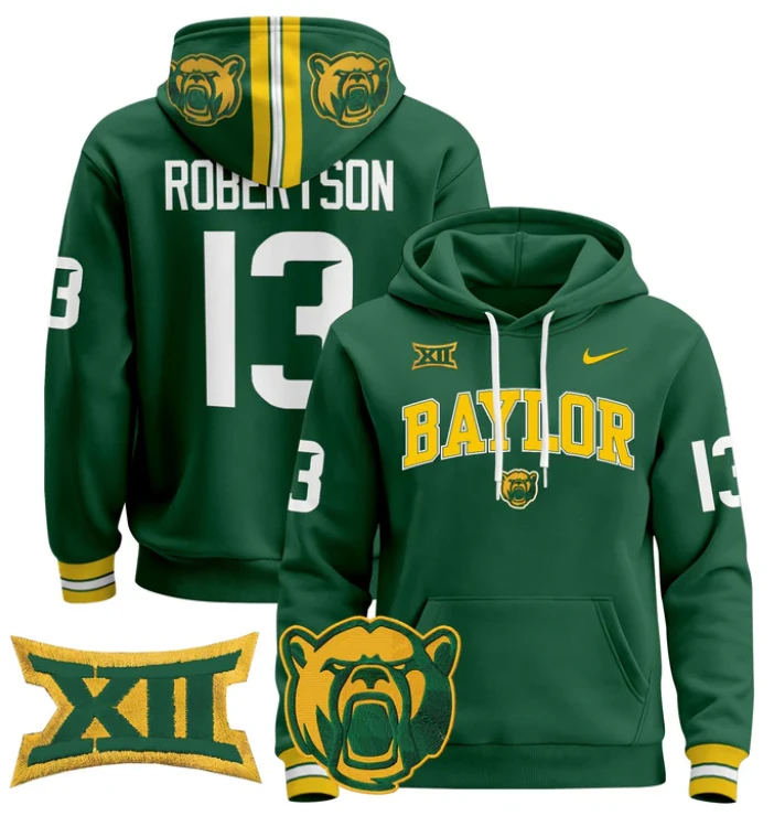 Sawyer Robertson Hoodie #13 Baylor Bears 2024 Pullover V2 by Hoodie Pullover