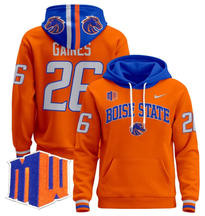Sire Gaines Hoodie #26 Boise State Broncos Pullover V3 by Hoodie Pullover