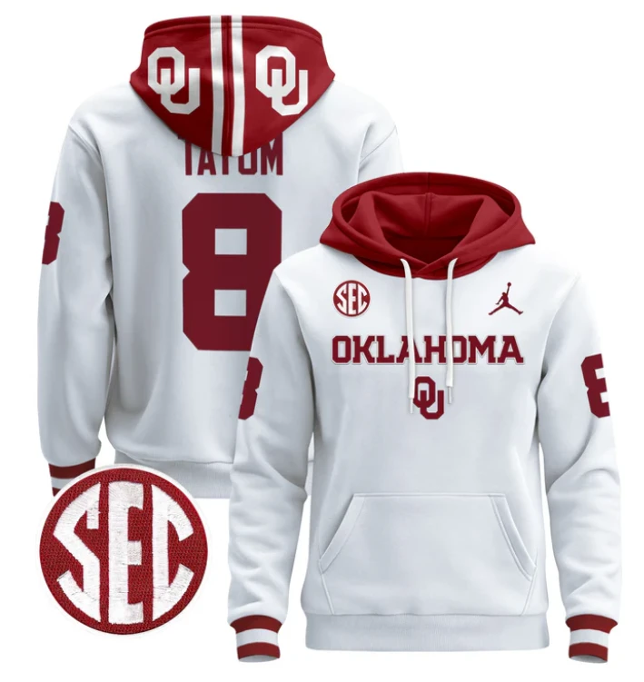 Men's Taylor Tatum Hoodie #8 Oklahoma Sooners 2024 Pullover by Hoodie Pullover