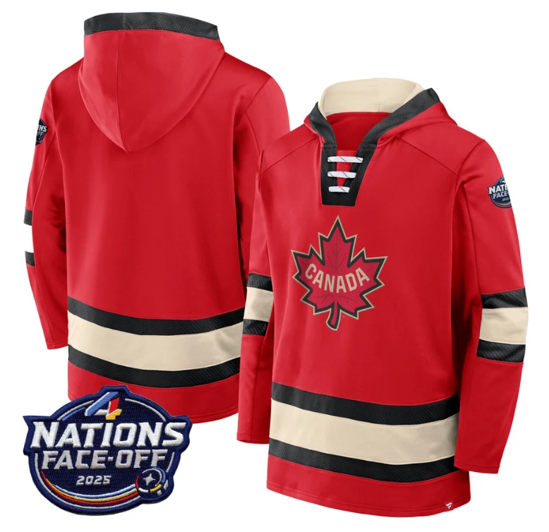 Men's Team Hoodie Canada 4 Nations Face-Off 2025 Pullover Stitched by Hoodie Pullover