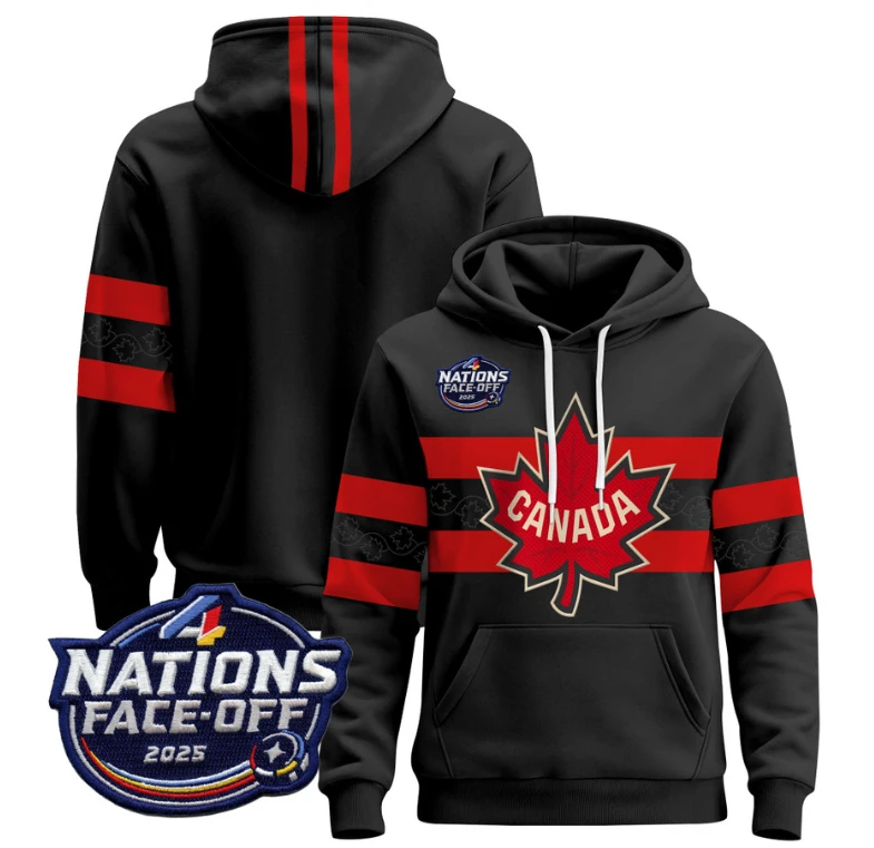 Men's Team Hoodie Canada 4 Nations Face-Off 2025 Pullover Stitched by Hoodie Pullover