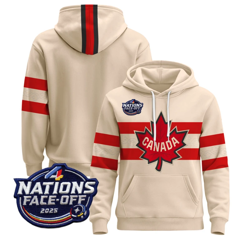 Men's Team Hoodie Canada 4 Nations Face-Off 2025 Pullover Stitched by Hoodie Pullover