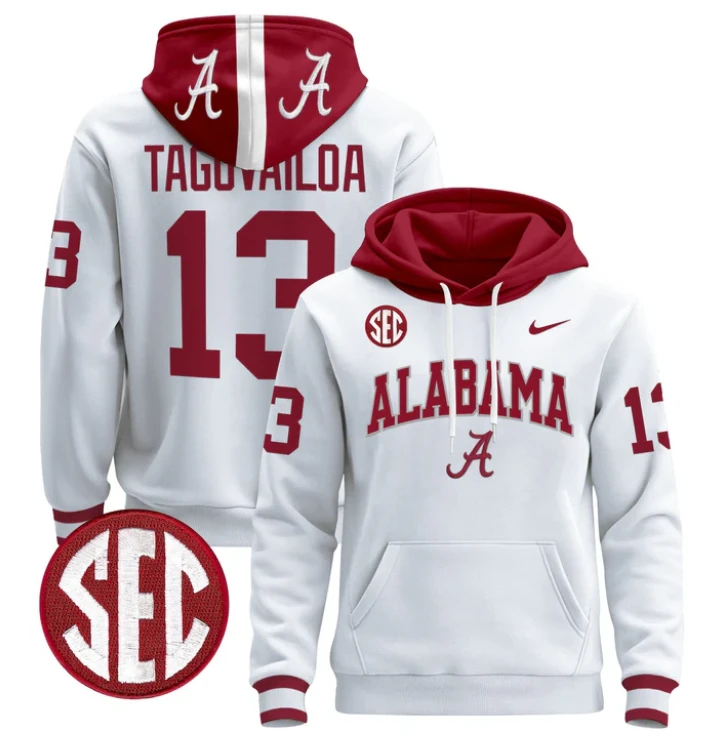 Men's Tua Tagovailoa Hoodie #13 Alabama Crimson Tide 2024 Pullover by Hoodie Pullover