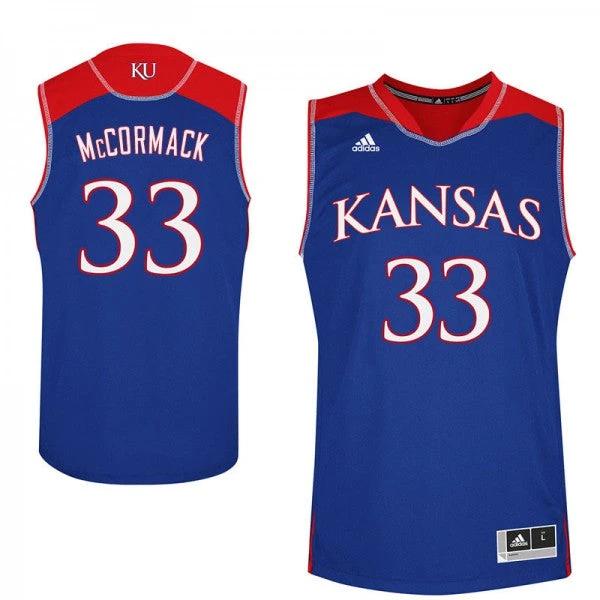 Mens Jayhawks #33 David McCormack Jersey Blue College Basketball Jerseys by My store basketball