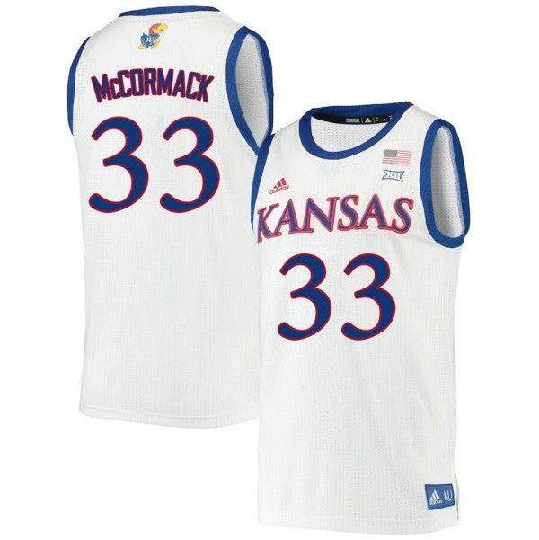 Mens Jayhawks #33 David McCormack Jersey White College Basketball Jerseys by My store basketball