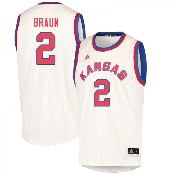 Mens Kansas #2 Christian Braun Jersey Cream Stitched College Basketball Jerseys by My store basketball