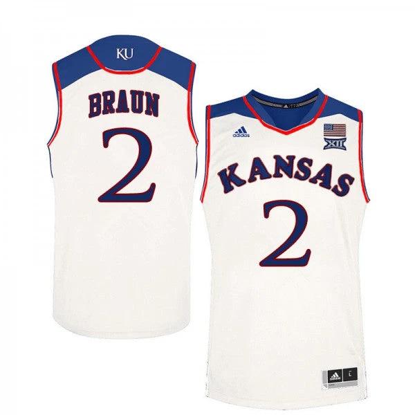 Mens Kansas #2 Christian Braun Jersey White High School College Basketball Jerseys by My store basketball