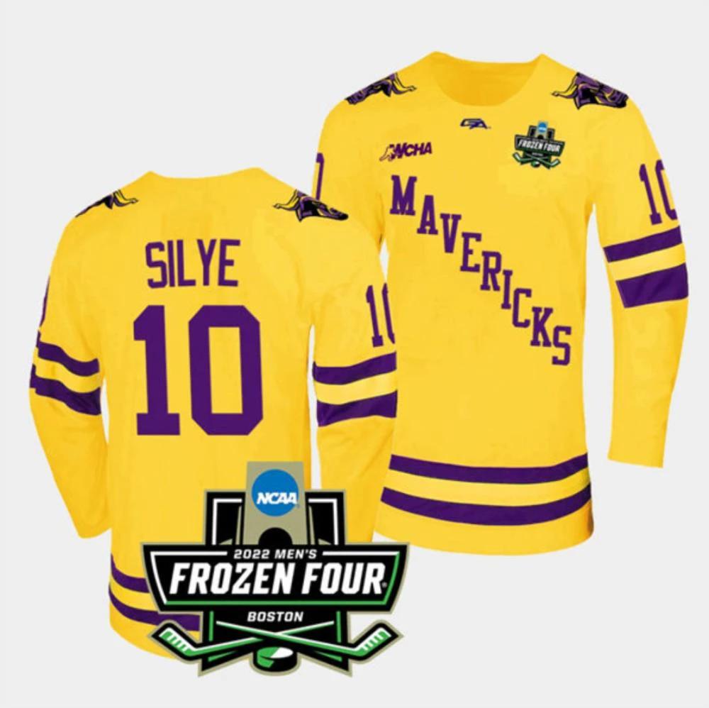 Mens Massachusetts Minutemen #10 David Silye College Hockey Jersey Gold by Hockey David