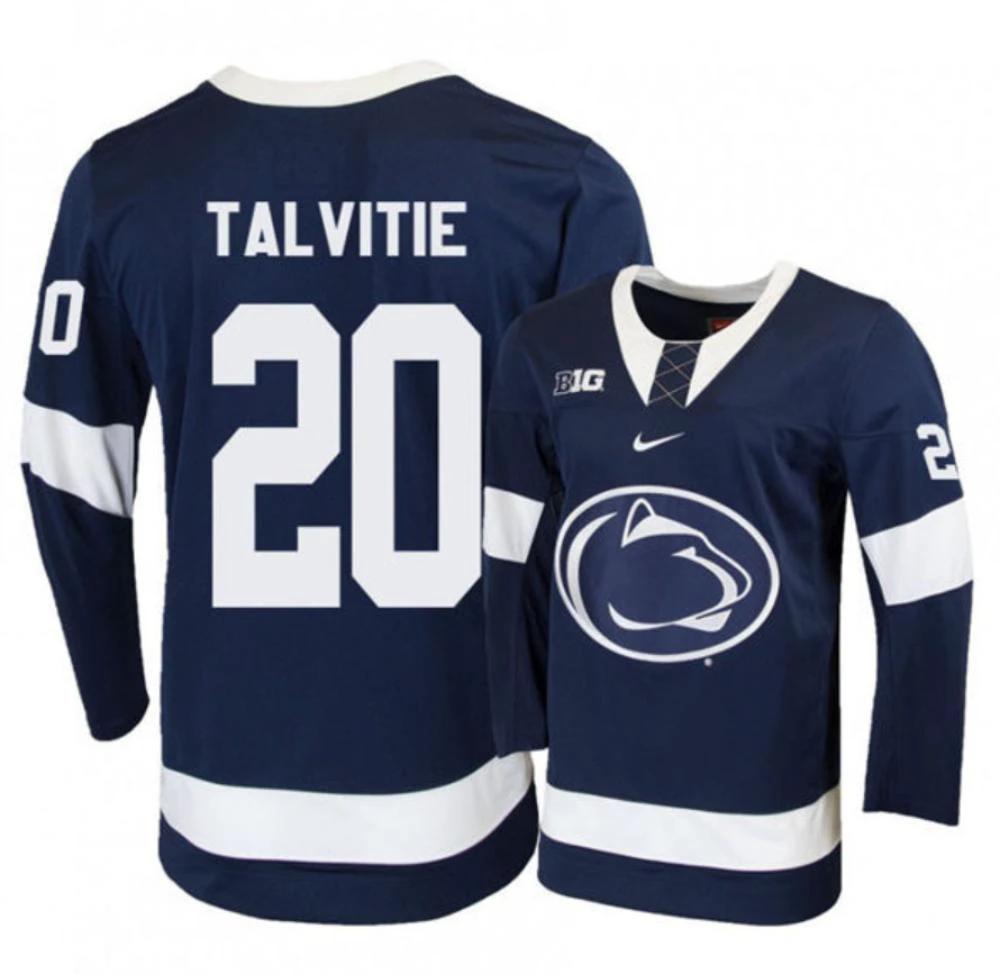 Mens Penn State Nittany Lions #20 Aarne Talvities Stitched Navy Hockey Jersey by Hockey David