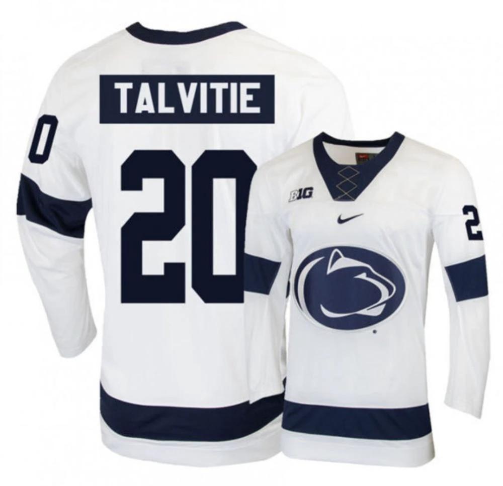 Mens Penn State Nittany Lions #20 Aarne Talvities Stitched White Hockey Jersey by Hockey David